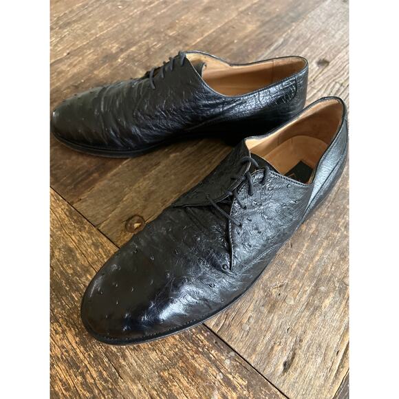 Zelli Made in Italy Ostrich Quill Oxford Casual Dress Shoes Size 8 M JL - Picture 3 of 8